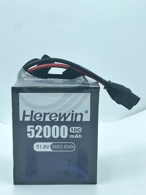 بطارية الطائرات بدون طيار من طراز سوفت باك 51.8 فولت Herewin 14S 52000MAH AI طائرات بدون طيار زراعية بطارية LFP LIPO