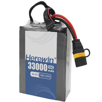بطارية الطائرات بدون طيار شبه الصلبة 12S 44.4V 33000mAh حل طاقة خفيف الوزن وعالي السعة من بطارية Herewin