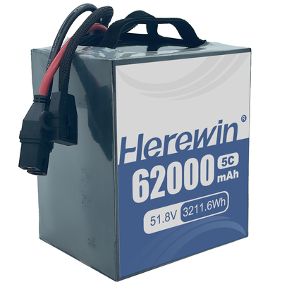 بطارية الطائرات بدون طيار شبه الصلبة Herewin 62000mAh 14S2P 51.8V حل تخزين الطاقة لتطبيقات متطلبة